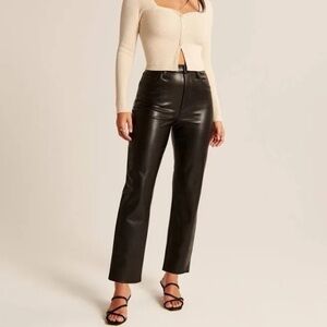 Abercrombie & Fitch Ultra high rise 28 6 Black pleather ankle Pants NWOT